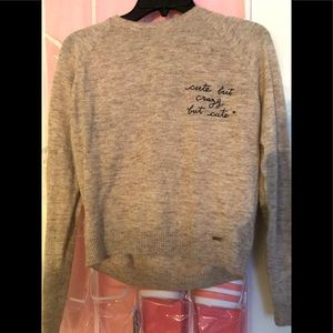 Beige and gray sweater top